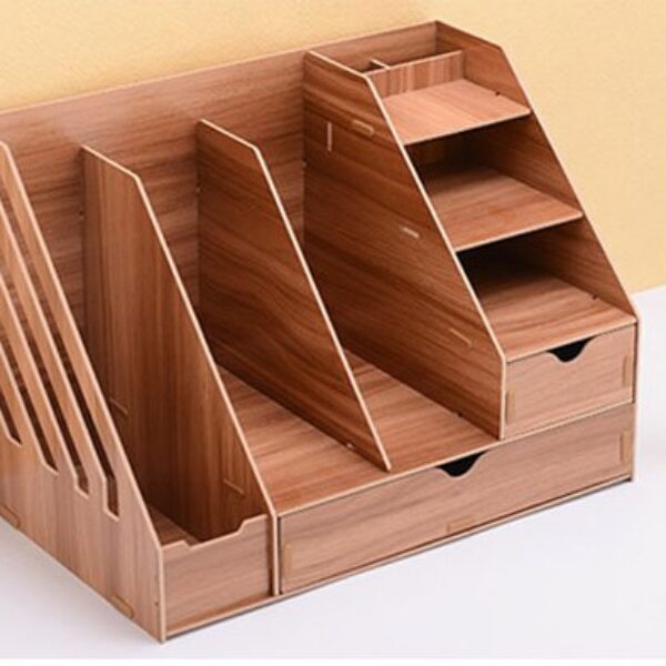 Prémiový kombinovaný DIY stojan so 8 priečinkami a 2 zásuvkami tmavé drevo