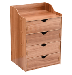 Kancelársky zásuvkový box na dokumenty A5 drevený, 4 zásuvky tmavé drevo