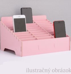 Drevený DIY stojan na mobilné telefóny 14ks ružový
