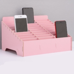 Drevený DIY stojan na mobilné telefóny 30ks ružový