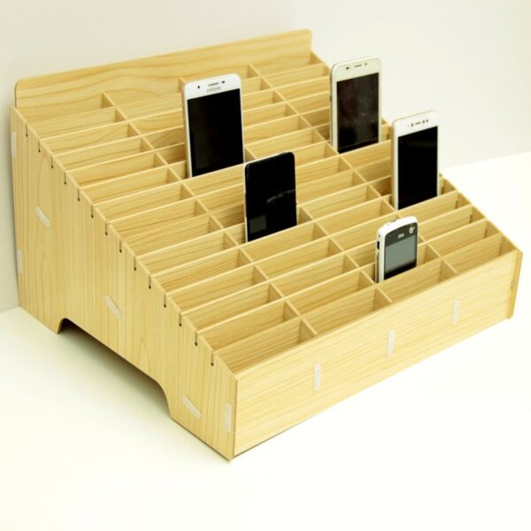 Drevený DIY stojan na mobilné telefóny 30ks svetlé drevo