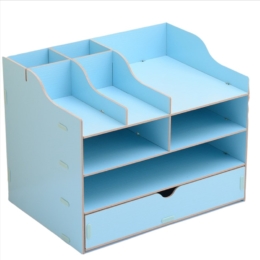 Prémiový kombinovaný DIY stojan so 8 priečinkami a širokou zásuvkou modrý