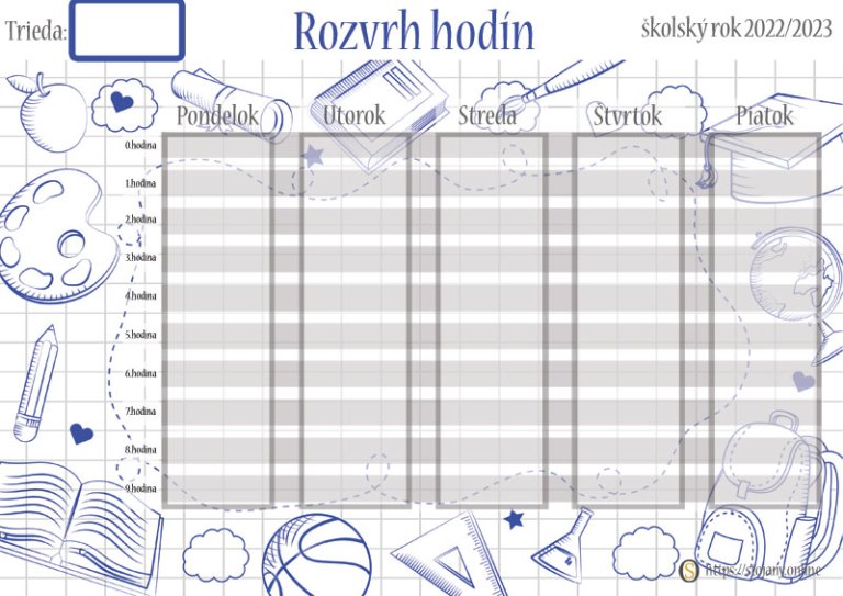 Rozvrh hodín na stiahnutie zadarmo pre rok 2024/2025 | stojany.online