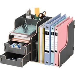 DIY organizér na dokumenty a písacie potreby s 2 zásuvkami čierny B21 DIY organizér na dokumenty a písacie potreby s 2 zásuvkami čierny B21