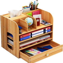 DIY_organizer-na-pisacie-potreby-dokumenty-a4-zasuvka-tmave-drevo DIY organizér na písacie potreby, dokumenty A4 s priestorom s podávačom papierových vreckoviek a zásuvkou tmavé drevo