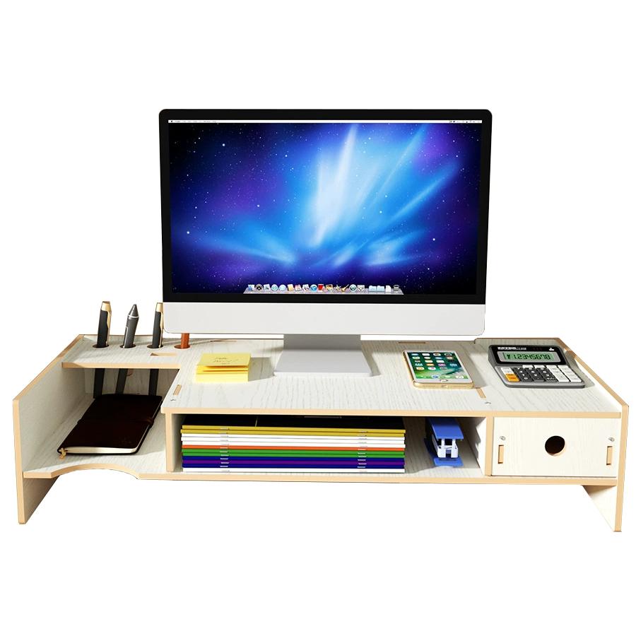 Drevený DIY stojan pod monitor so zásuvkou 180 biely